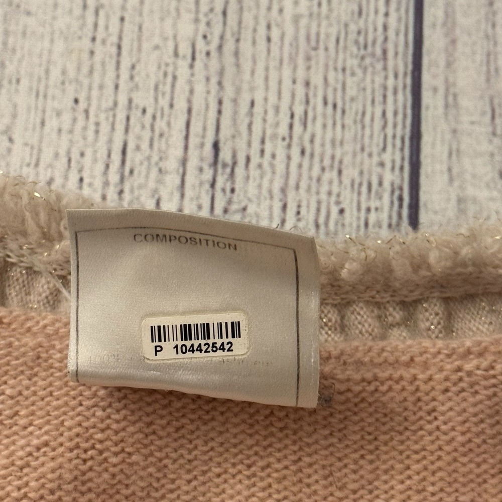CHANEL 03A Pink 100% Cashmere Fringe Trim Open Front Cardigan Sweater Size 42 - Picture 4 of 13